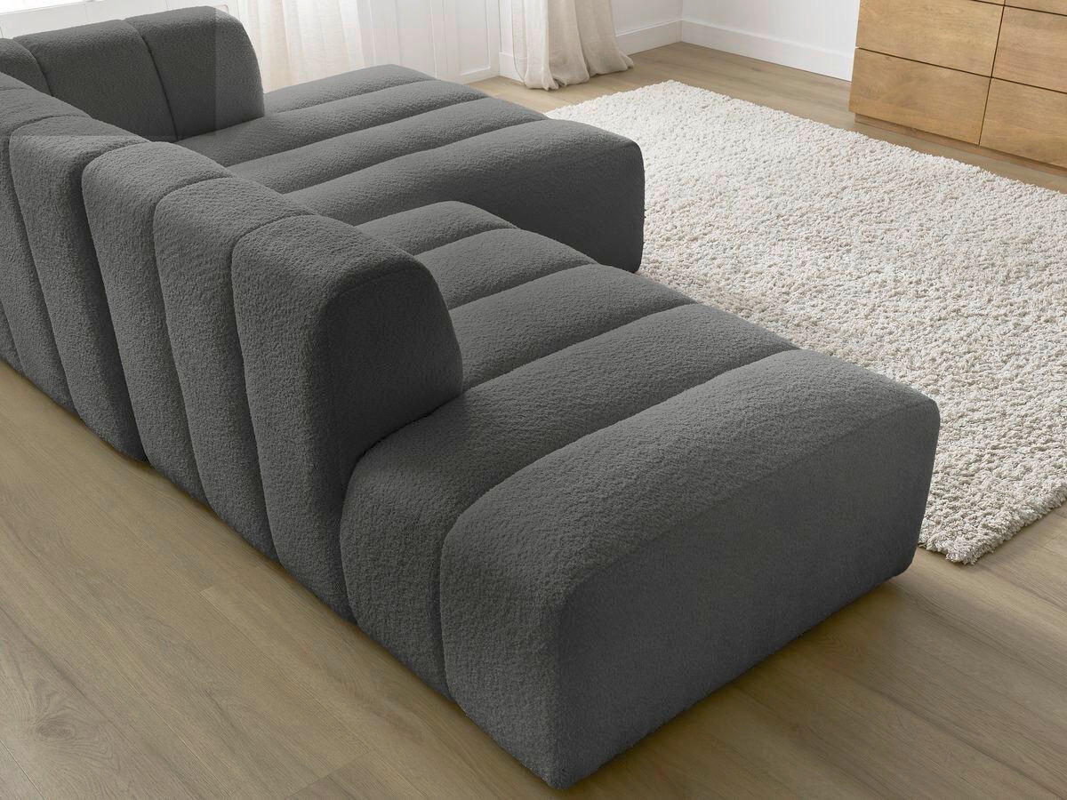 ECKSOFA  ANNECY Dunkelgrau Bouclé  - Dunkelgrau/Schwarz, MODERN, Kunststoff/Textil (262/170cm)