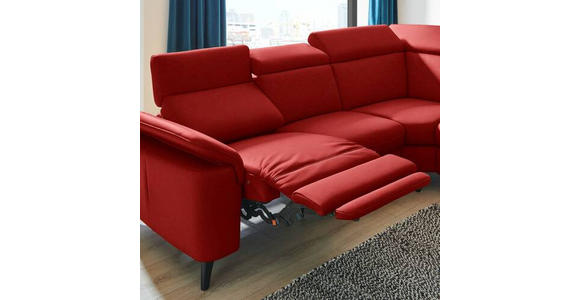 ECKSOFA in Echtleder Rot  - Rot/Schwarz, Design, Leder/Metall (289/239cm) - Cantus