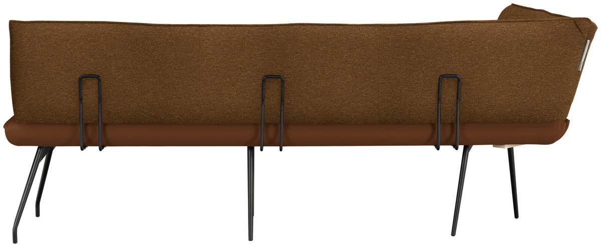 ECKBANK 165/225 cm  in Rostfarben  - Rostfarben/Schwarz, Design, Textil/Metall (165/225cm) - Moderano