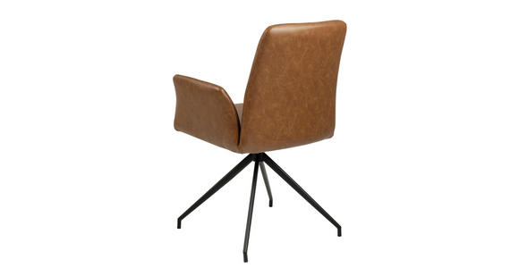 ARMLEHNSTUHL in Lederlook - Cognac/Schwarz, Design, Textil/Metall (59/88/59cm) - Carryhome