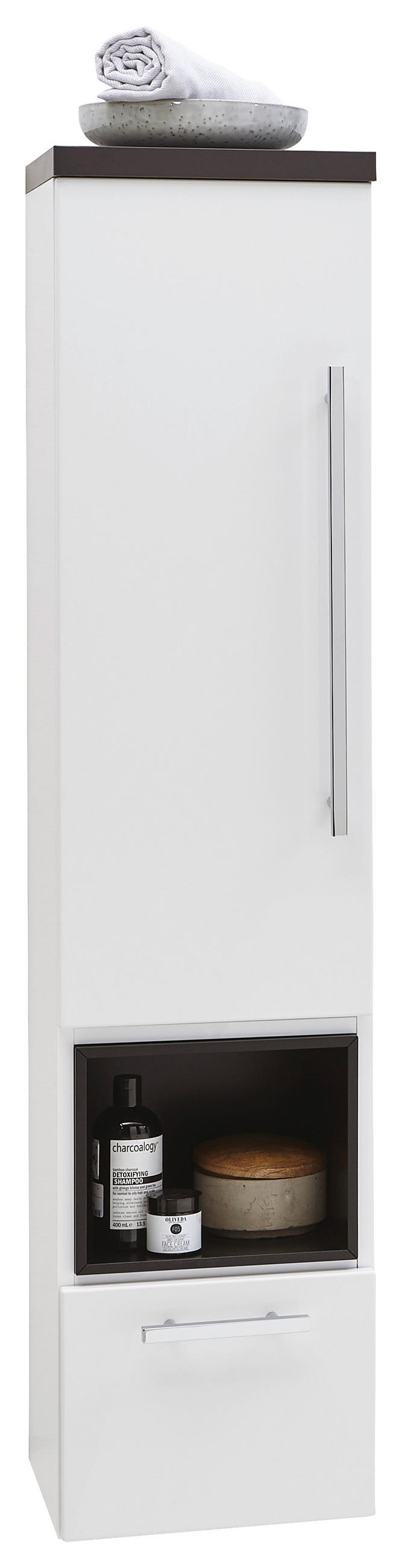 MIDISCHRANK 30/128/30 cm - Chromfarben/Schwarz, Design, Glas/Holzwerkstoff (30/128/30cm) - Dieter Knoll