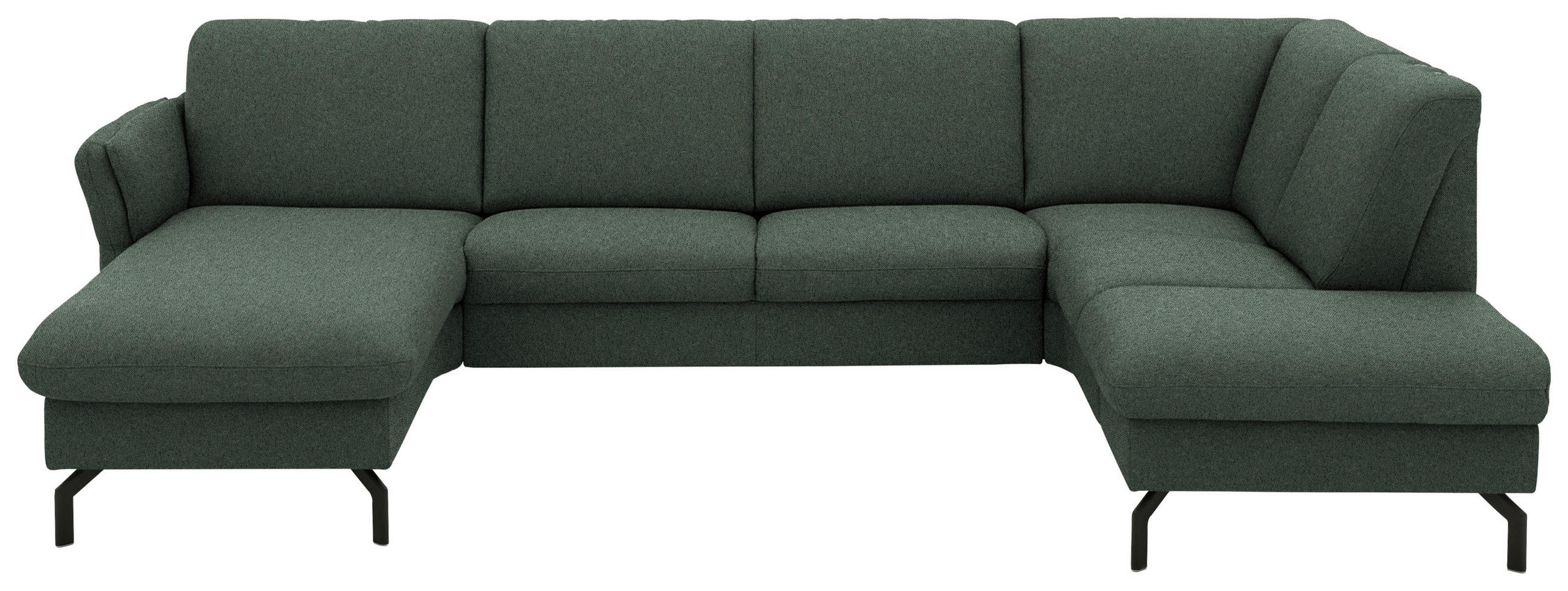 WOHNLANDSCHAFT  Flachgewebe Dunkelgrün  - Dunkelgrün/Schwarz, Konventionell, Textil/Metall (170/307/190cm) - Beldomo Comfort