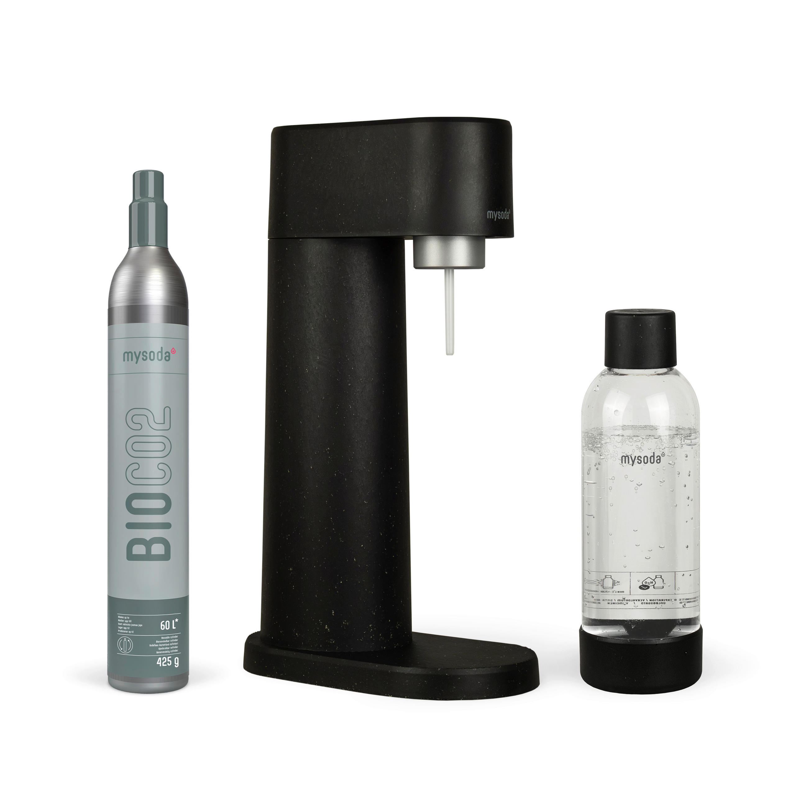 WASSERSPRUDLER WOODY BLACK  - Schwarz, Basics, Naturmaterialien/Kunststoff (24.5/13/41cm) - mysoda