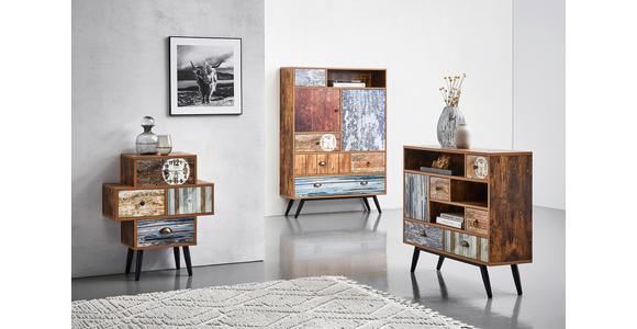 HIGHBOARD Weiß, Hellblau, Rostfarben, Hellbraun  - Klar/Hellbraun, LIFESTYLE, Holzwerkstoff/Kunststoff (100/140/29cm) - Carryhome