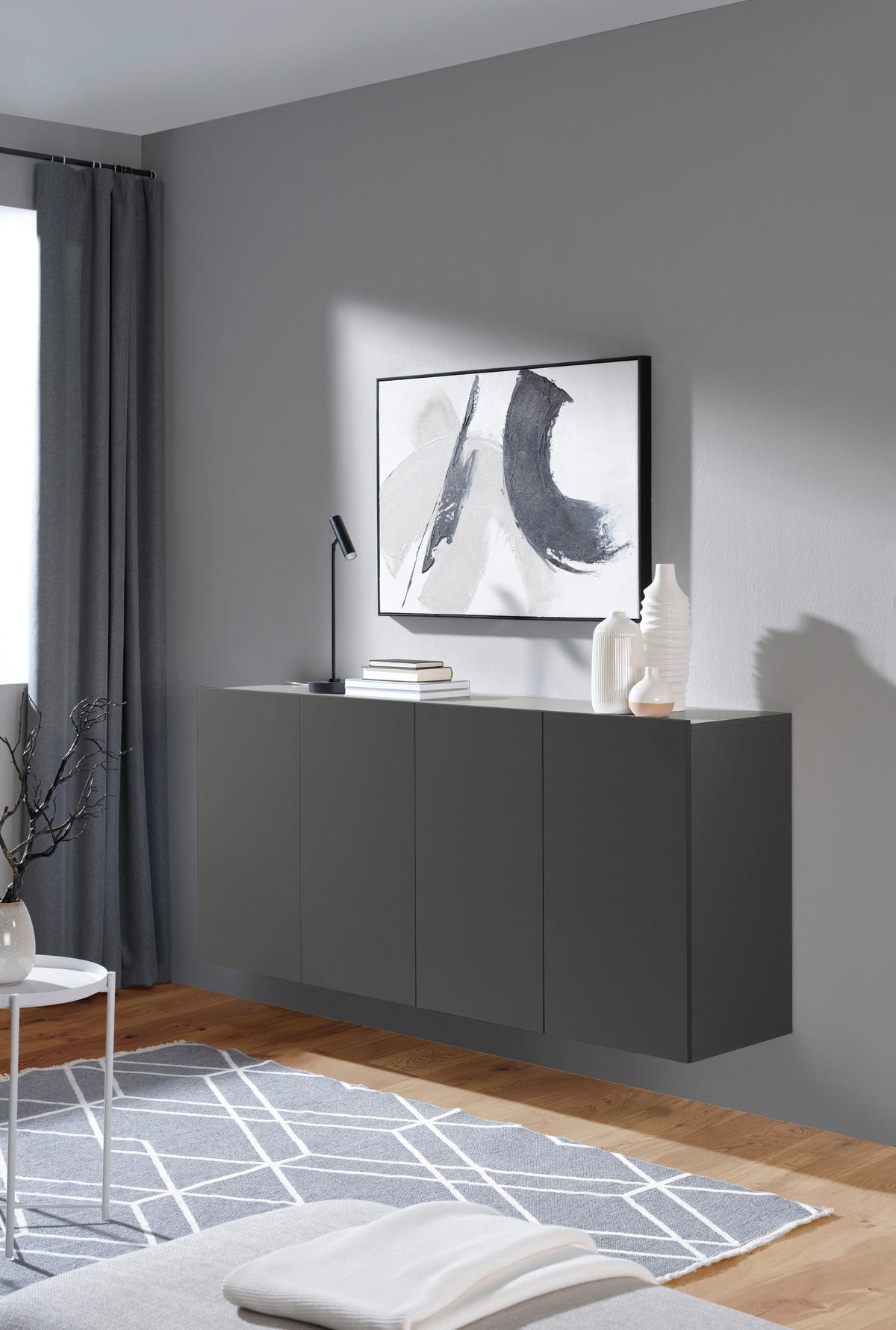 ŠIROKÁ KOMODA, antracitová, 180/80/42 cm - antracitová, Design, kompozitné drevo (180/80/42cm) - Hom`in