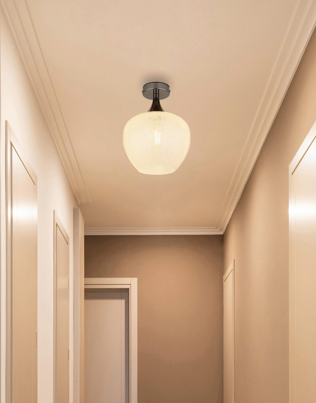 TAKLAMPA 24/32 cm  - klar/svart, Klassisk, metall/glas (24/32cm) - Globo