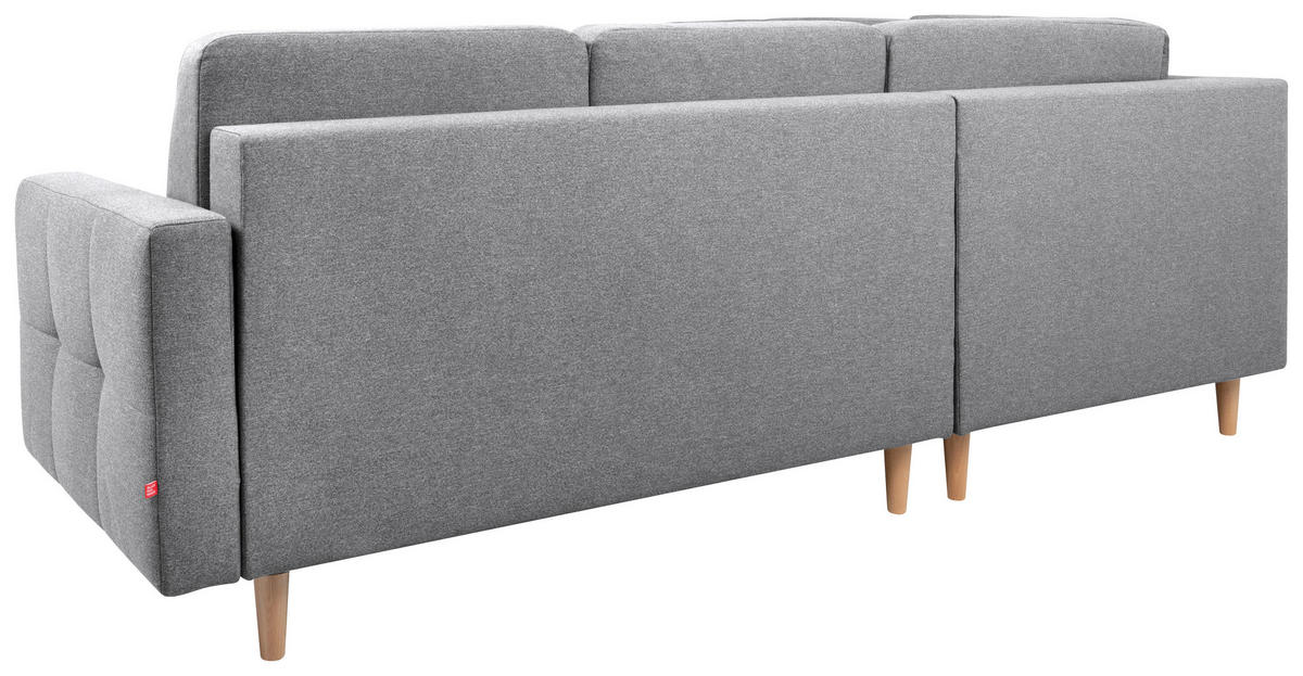 ECKSOFA in Flachgewebe Dunkelgrau  - Dunkelgrau/Eiche Wotan, Konventionell, Holz/Textil (242/242cm) - MID.YOU