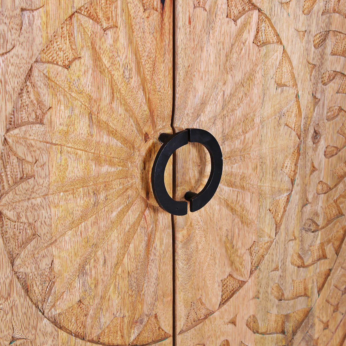 BARSCHRANK Mangoholz massiv Naturfarben  - Schwarz/Naturfarben, Design, Holz/Metall (90/160/45cm) - Landscape