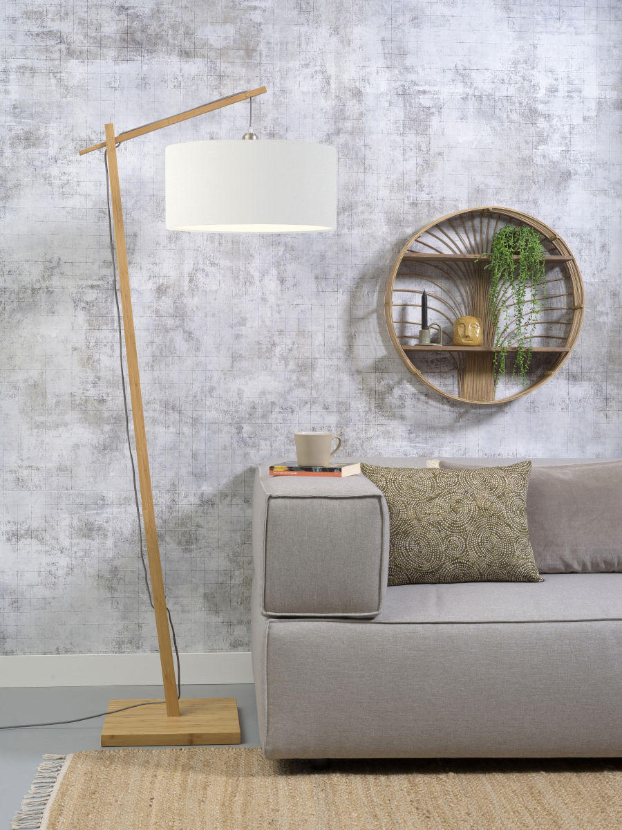 GOLVLAMPA Andes 70/176 cm    - vit/naturfärgad, Design, trä/textil (70/176cm) - Good & Mojo