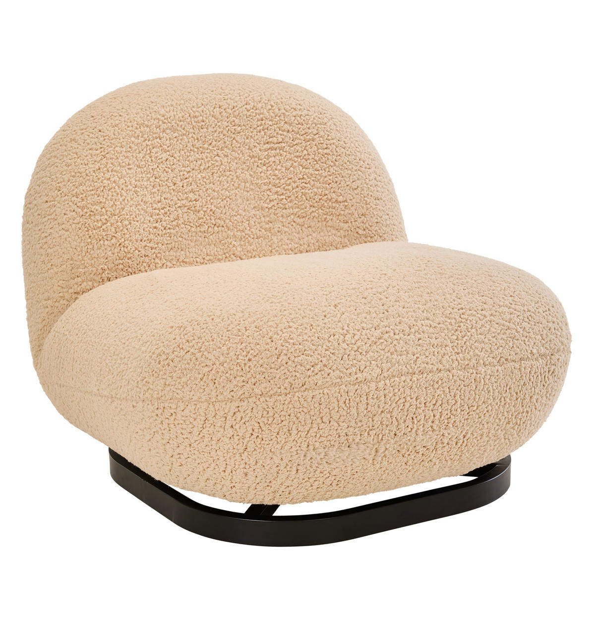 SESSEL in Bouclé Beige  - Beige/Schwarz, Trend, Textil/Metall (75/66/87cm) - P & B