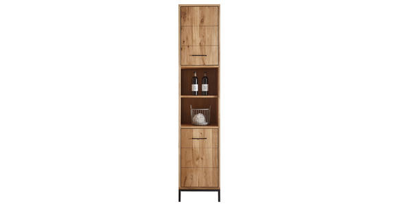 HOCHSCHRANK 40/190/35 cm  - Wildeiche/Schwarz, Basics, Holz/Metall (40/190/35cm) - Linea Natura