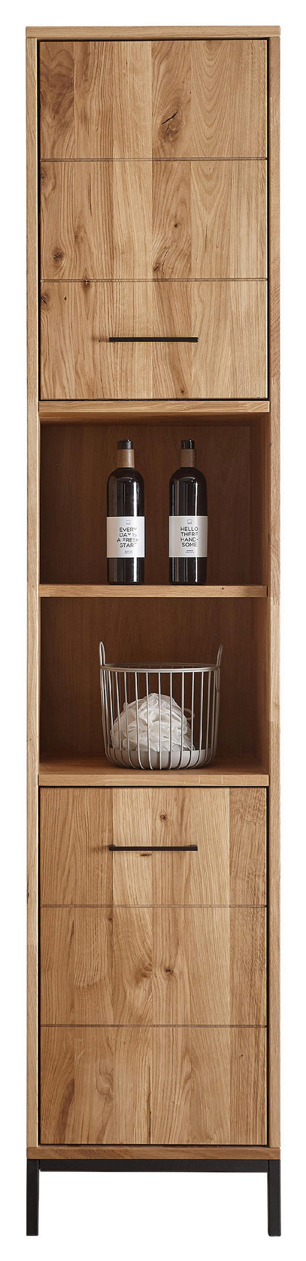 HOCHSCHRANK 40/190/35 cm  - Wildeiche/Schwarz, Basics, Holz/Metall (40/190/35cm) - Linea Natura