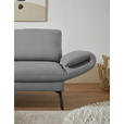 ECKSOFA  in Flachgewebe Hellgrau Armteilverstellung, Relaxfunktion, Drehsitzfunktion  175-224/255-365 cm  - Hellgrau/Schwarz, Design, Textil/Metall (175-224/255-365cm) - Dieter Knoll