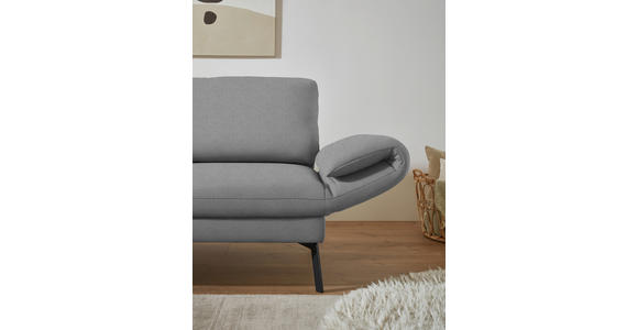 ECKSOFA  in Flachgewebe Hellgrau Armteilverstellung, Relaxfunktion, Drehsitzfunktion  175-224/255-365 cm  - Hellgrau/Schwarz, Design, Textil/Metall (175-224/255-365cm) - Dieter Knoll