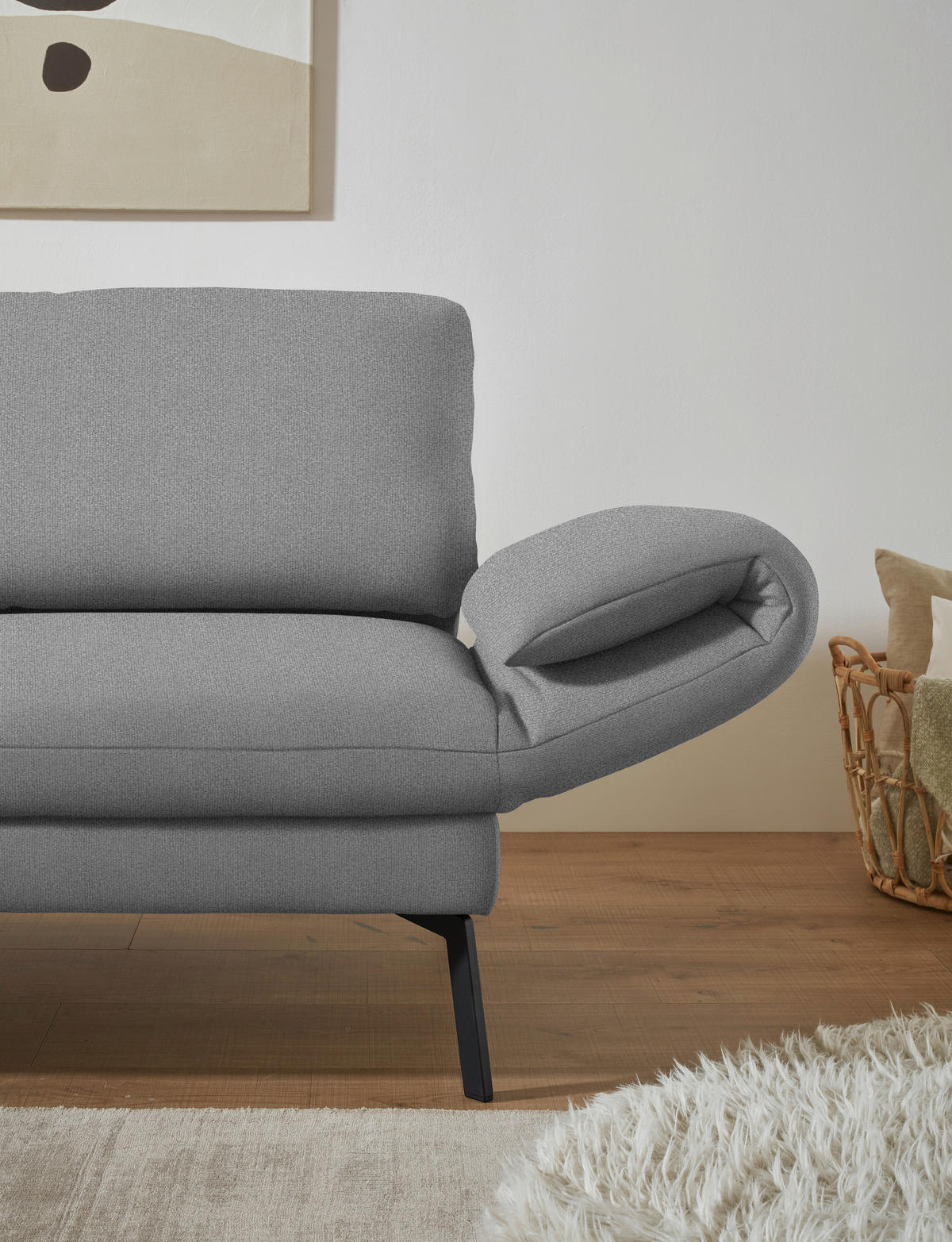 ECKSOFA  in Flachgewebe Hellgrau  175-224/255-365 cm  - Hellgrau/Schwarz, Design, Textil/Metall (175-224/255-365cm) - Dieter Knoll