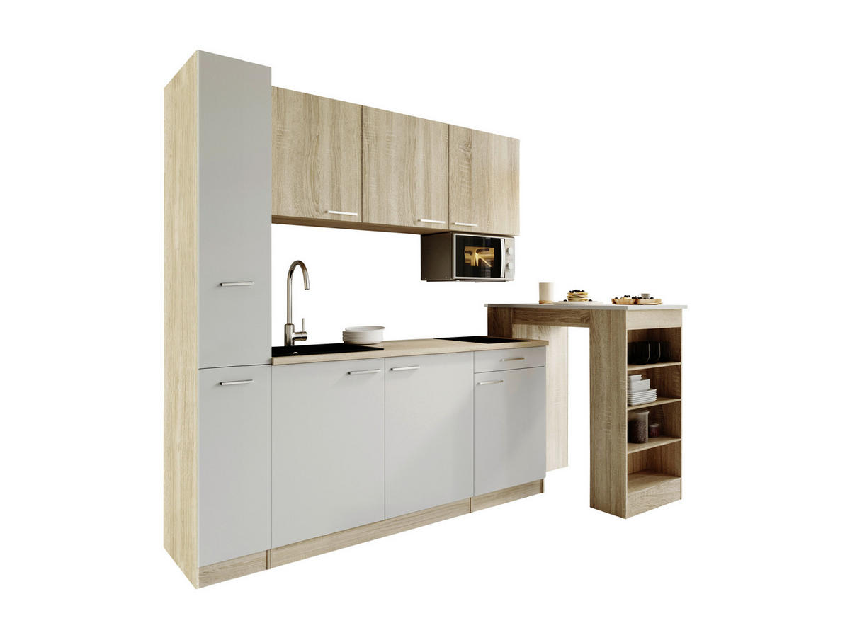 KUHINJSKI BLOK - barve hrasta/bela, Design, umetna masa/leseni material (180cm) - Respekta