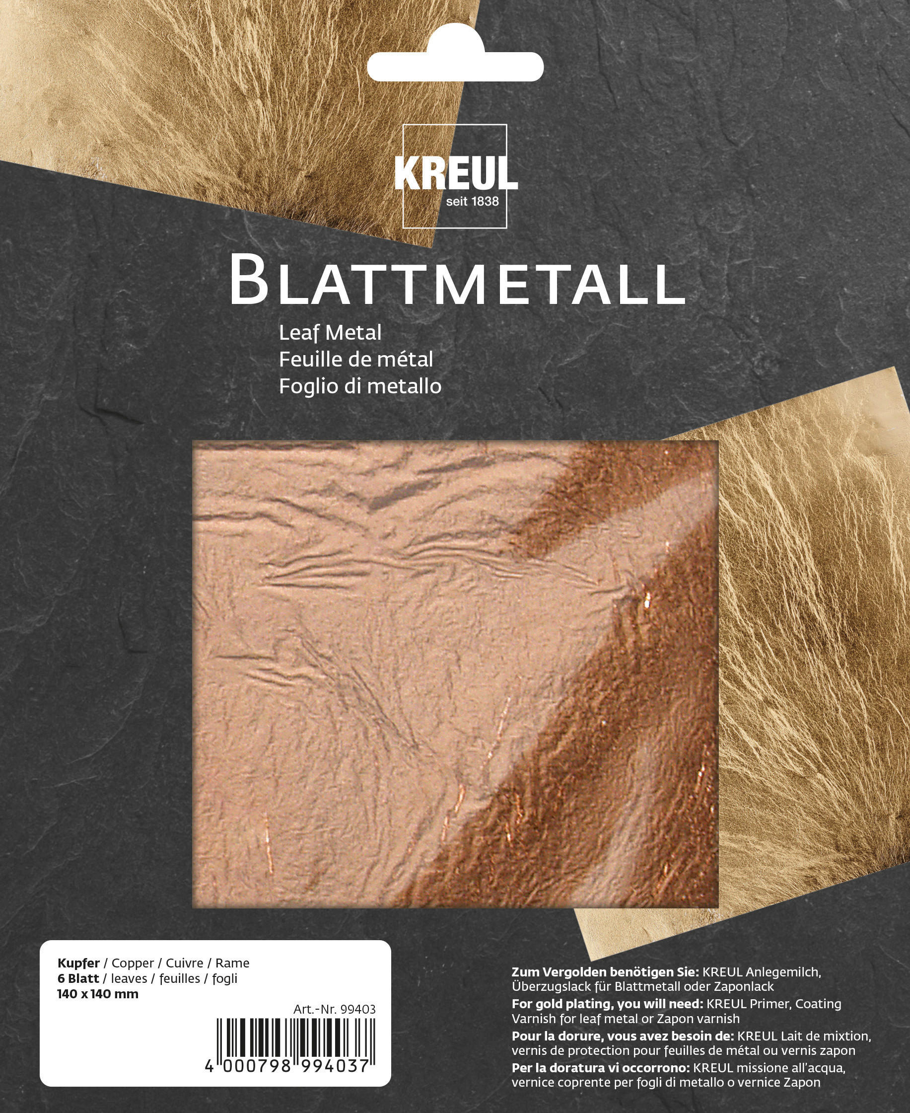 BLATTMETALL - Kupferfarben, Basics (15,5/19/0,01cm)