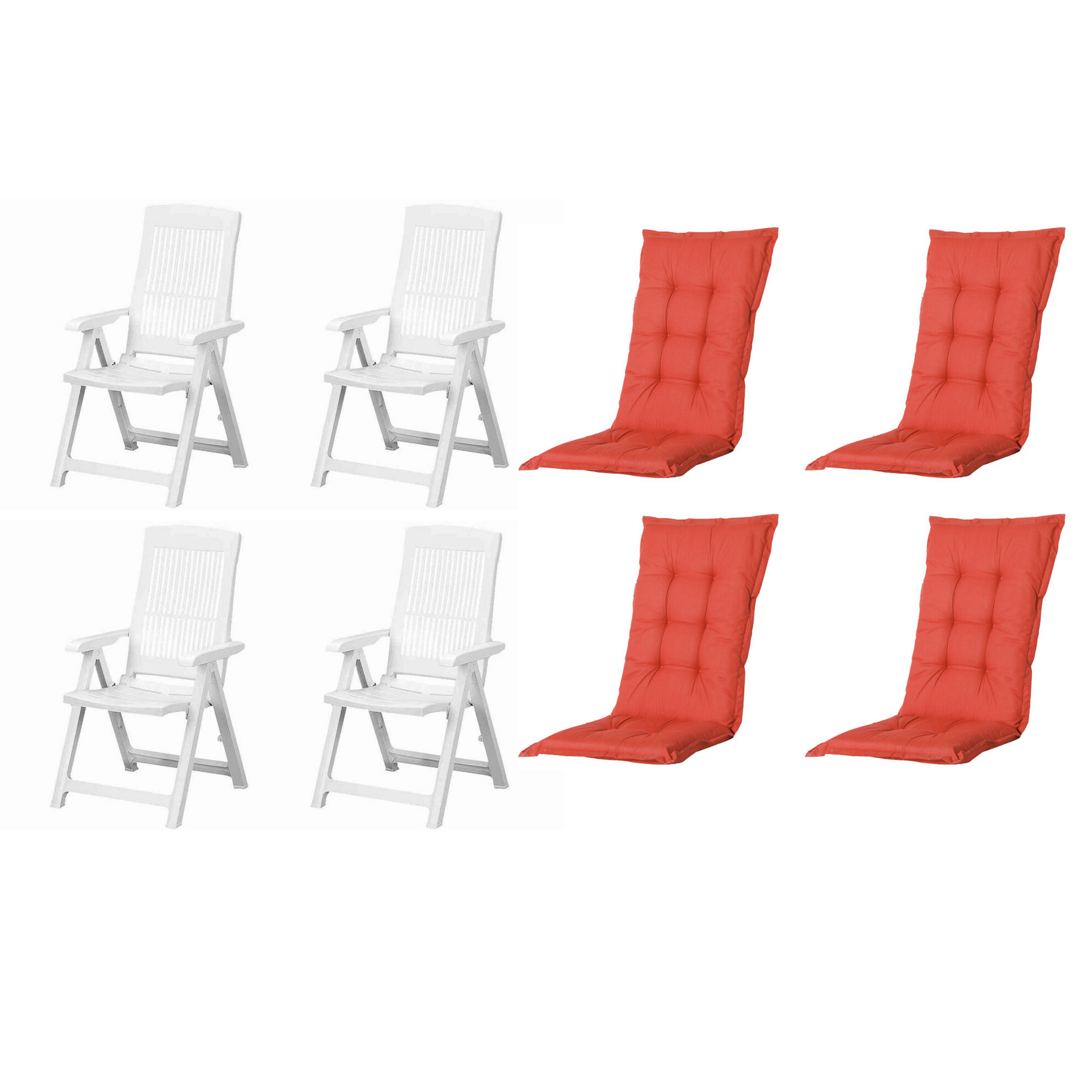 GARTENSTUHL-SET Rot, Weiß  - Rot/Weiß, MODERN, Kunststoff/Textil (44/111/50cm) - Gardenson