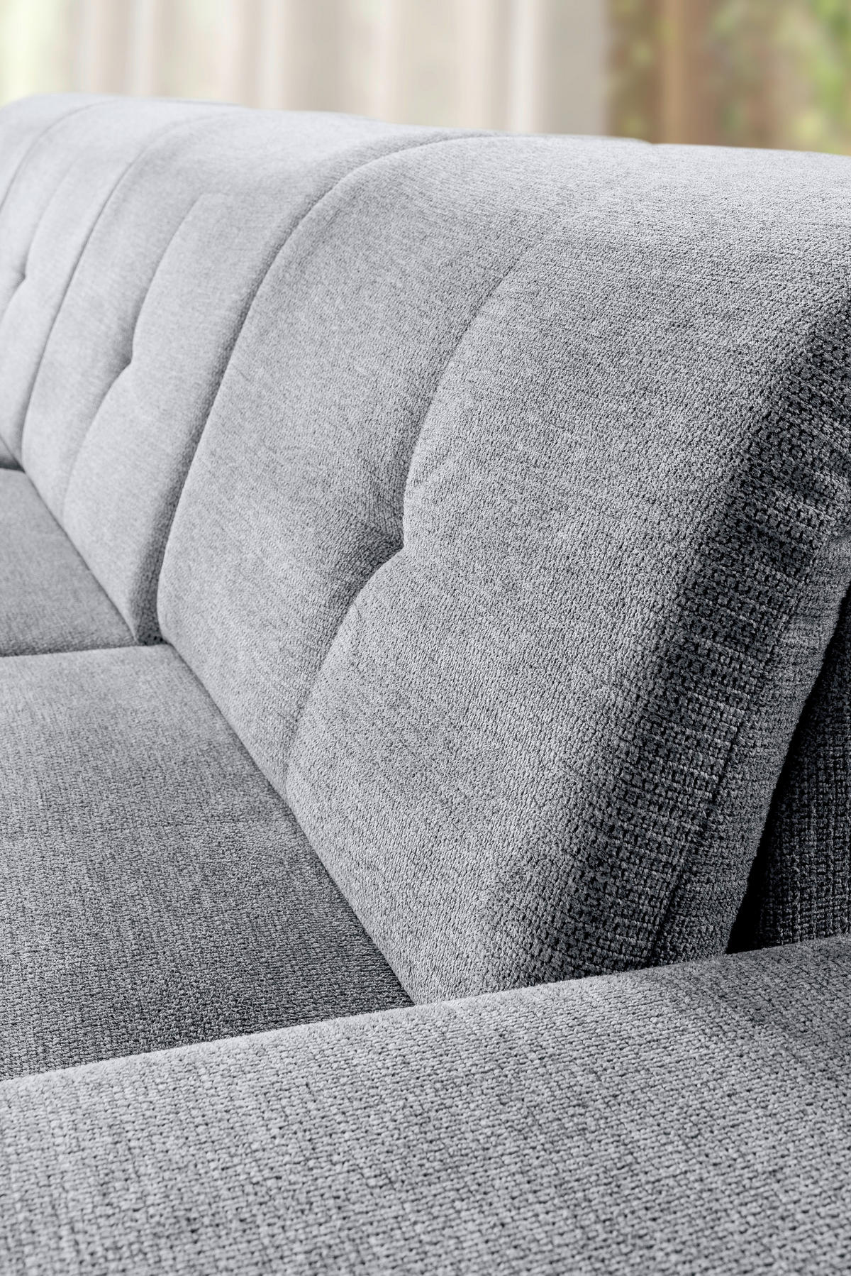 WOHNLANDSCHAFT Grau Chenille  - Grau, KONVENTIONELL, Kunststoff/Textil (188/340/240cm) - Carryhome