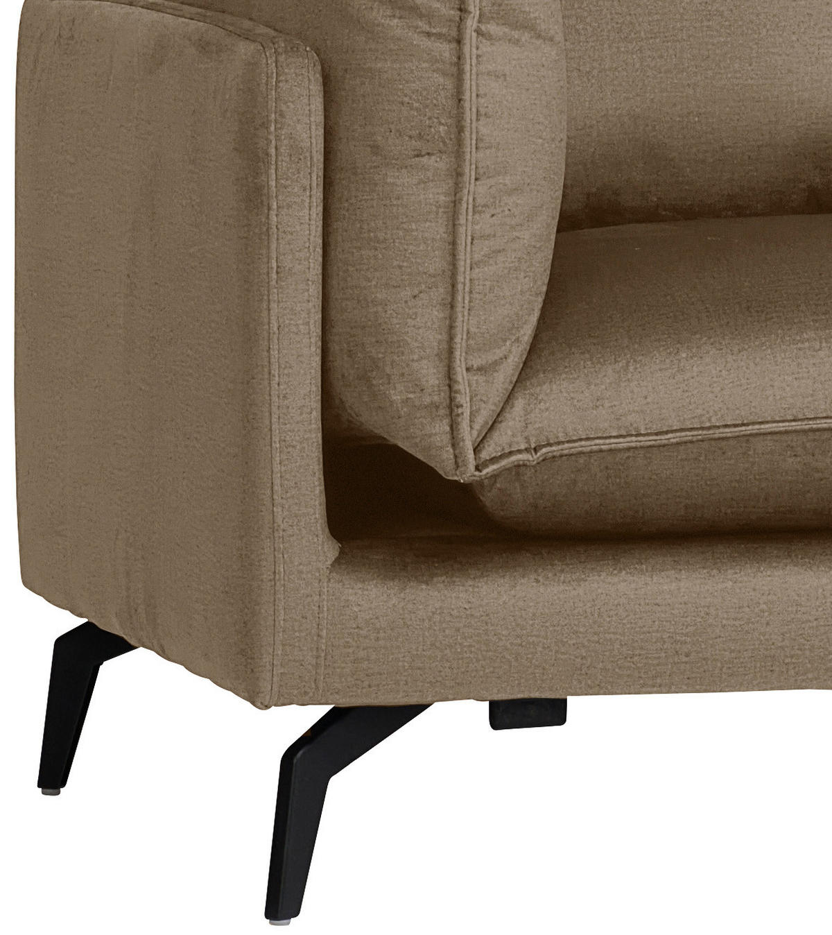 ECKSOFA Hellbraun Samt  - Hellbraun/Schwarz, Design, Textil/Metall (241/200cm) - Carryhome