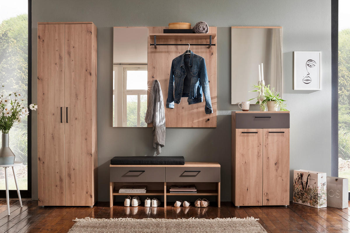 GARDEROBE 7-teilig  in 260/200/38 cm  - Eichefarben/Braun, KONVENTIONELL, Holzwerkstoff (260/200/38cm) - Moderano