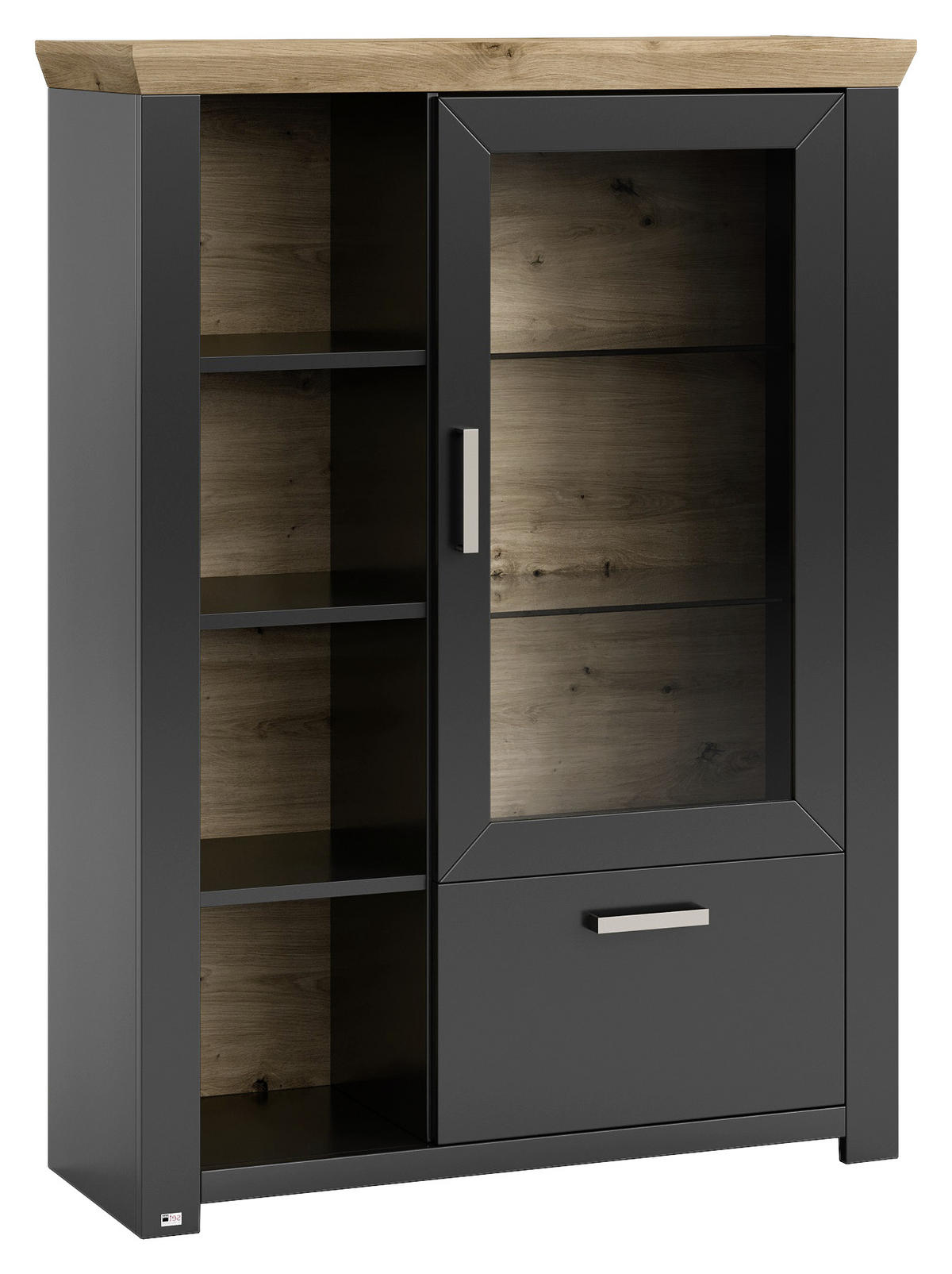 HIGHBOARD  in 104,5/142,6/42,2 cm  - Graphitfarben/Eiche Artisan, Design, Glas/Holzwerkstoff (104,5/142,6/42,2cm) - SetOne by Musterring
