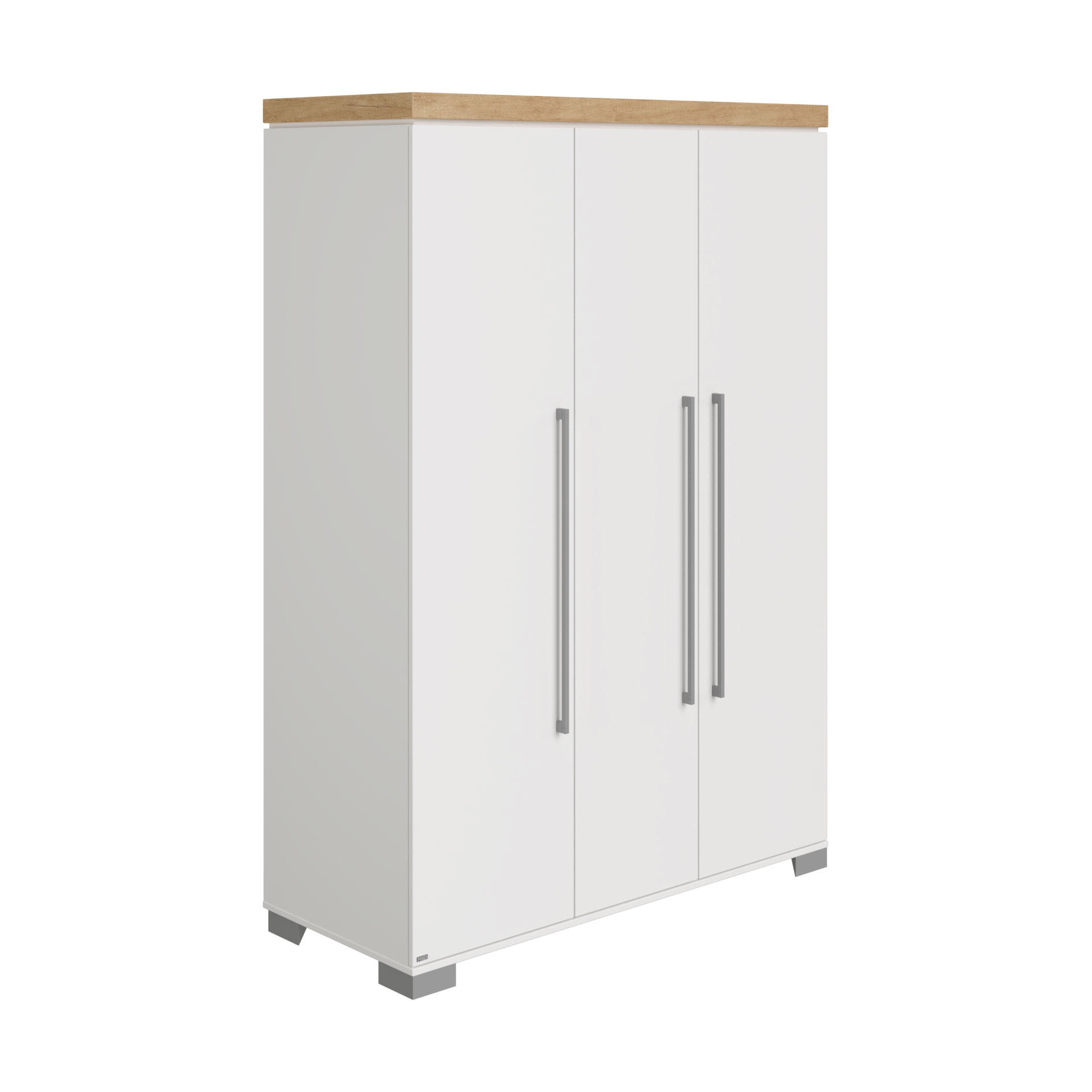 BABYKLEIDERSCHRANK Kira Eiche Nebraska/Kreideweiß Weiß, Eichefarben  - Eichefarben/Silberfarben, KONVENTIONELL, Holzwerkstoff/Metall (135,3/193,1/55,6cm) - Paidi