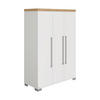 BABYKLEIDERSCHRANK Kira Eiche Nebraska/Kreideweiß Weiß, Eichefarben  - Eichefarben/Silberfarben, KONVENTIONELL, Holzwerkstoff/Metall (135,3/193,1/55,6cm) - Paidi
