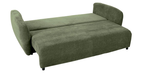 SCHLAFSOFA  mit Liegefunktion, Schlafen auf Sitzhöhe, Rücken echt Flachgewebe Olivgrün  - Schwarz/Olivgrün, KONVENTIONELL, Kunststoff/Textil (250/74/108cm) - Carryhome
