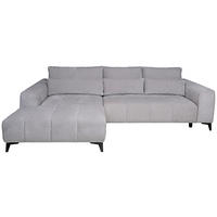 ECKSOFA 222/279 cm  in Chenille Silberfarben Rückenkissen, Nierenkissen, Rücken echt, Sitzvorzug  222/279 cm  - Silberfarben/Schwarz, KONVENTIONELL, Kunststoff/Textil (222/279cm) - Hom`in