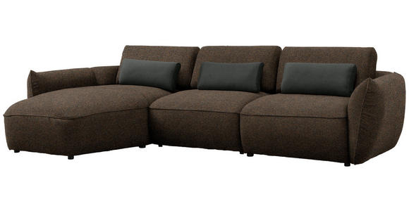 ECKSOFA  in Chenille Braun, Grün  190/340 cm  - Schwarz/Braun, Design, Kunststoff/Textil (190/340cm) - Belluti