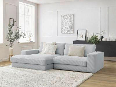 ECKSOFA  LEONARD Hellgrau Cord  - Hellgrau/Schwarz, MODERN, Kunststoff/Textil (159/274cm)