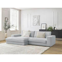 ECKSOFA  LEONARD Hellgrau Cord  - Hellgrau/Schwarz, MODERN, Kunststoff/Textil (159/274cm)