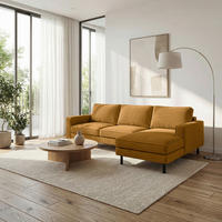 ECKSOFA Cord Senfgelb  - Senfgelb/Schwarz, Design, Textil/Metall (238/166cm) - Livetastic