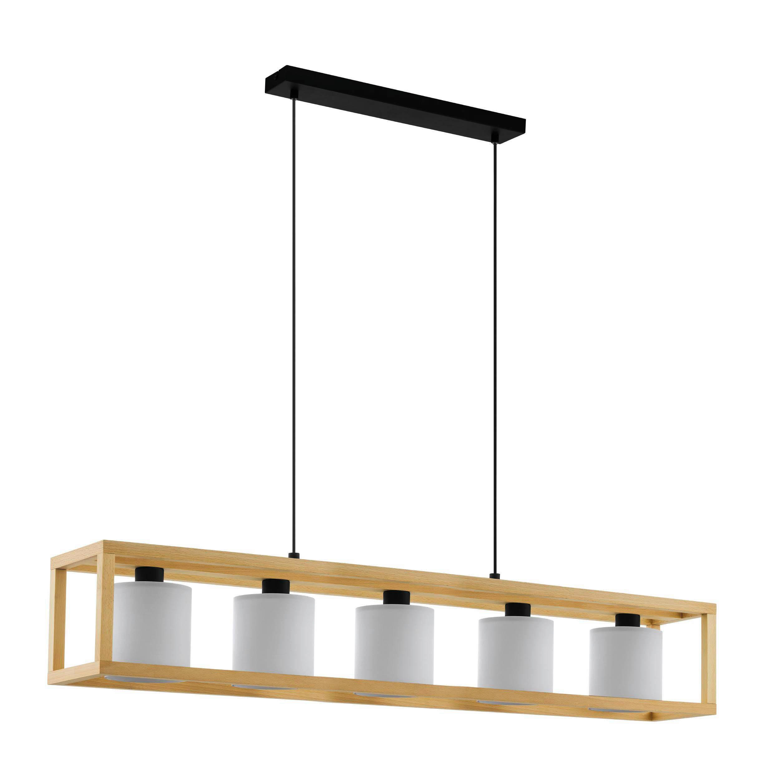 HÄNGLAMPA Granad 100/25/150 cm  - vit/brun, Natur, metall/trä (100/25/150cm) - Eglo