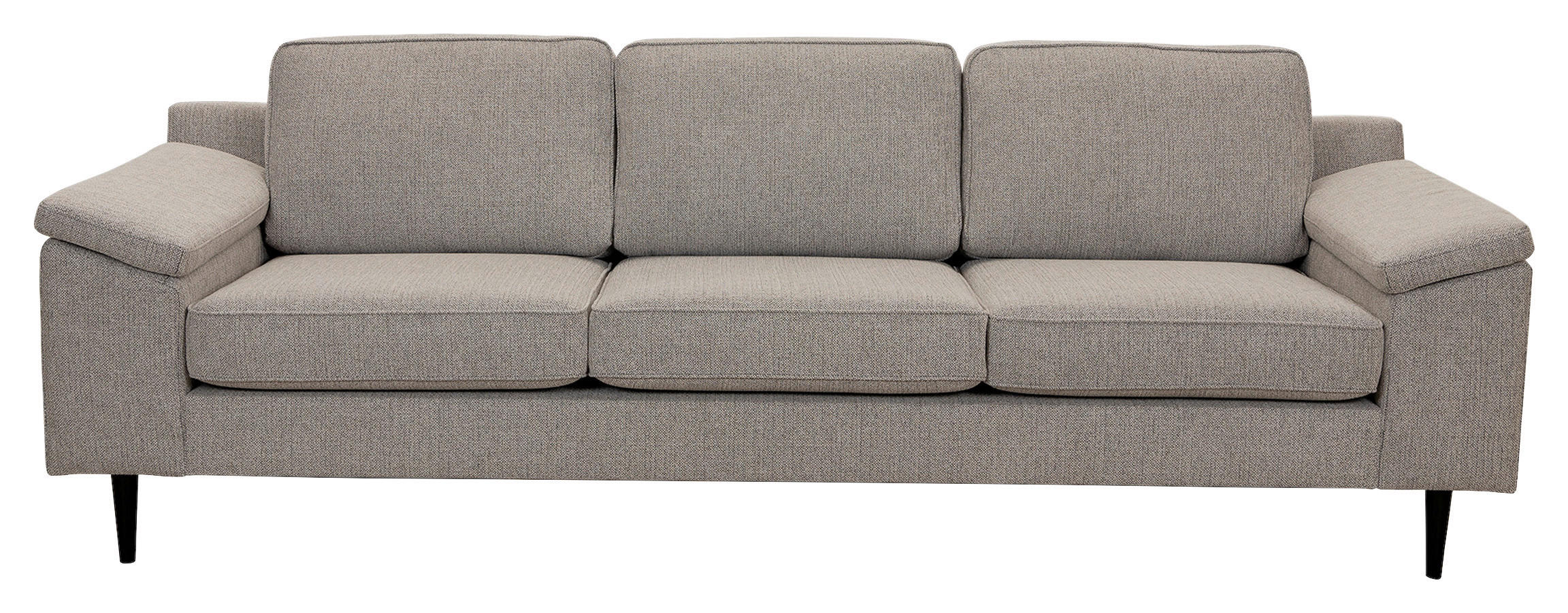 3-SITS SOFFA i svart, greige  - greige/cognacfärgad, Basics, metall/trä (241/85/92cm) - Pure Home Comfort