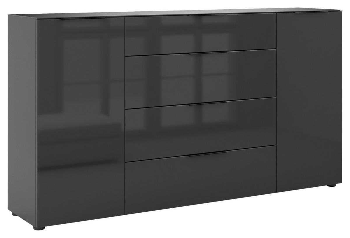 SIDEBOARD style  in 180/98,7/40 cm  - Anthrazit/Anthrazit Hochglanz, Basics, Glas/Holzwerkstoff (180/98,7/40cm)
