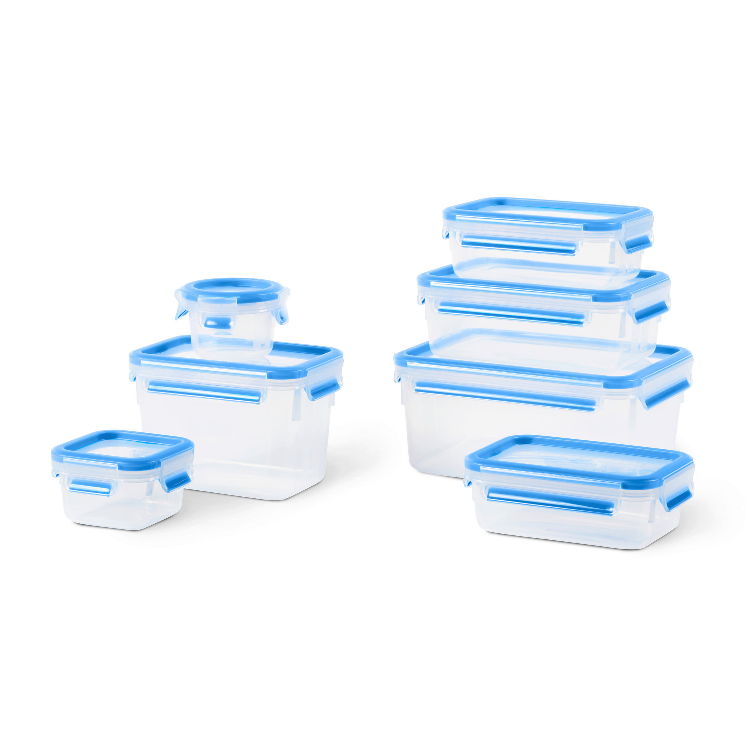 FRISCHHALTEDOSENSET CLIP & CLOSE 7-teilig  - Klar/Hellblau, Basics, Kunststoff (22/16,4/21,5cm) - Emsa