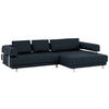 ECKSOFA in Echtleder Dunkelblau  - Dunkelblau, Design, Leder/Metall (307/188cm)