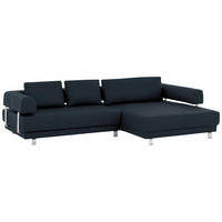ECKSOFA in Echtleder Dunkelblau  - Dunkelblau, Design, Leder/Metall (307/188cm)