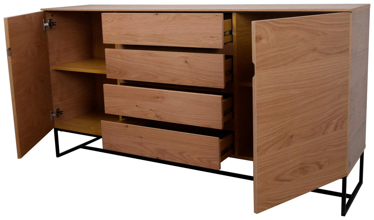 SIDEBOARD 165/86/40 cm  - svart/ekfärgad, Klassisk, metall/trämaterial (165/86/40cm) - home24