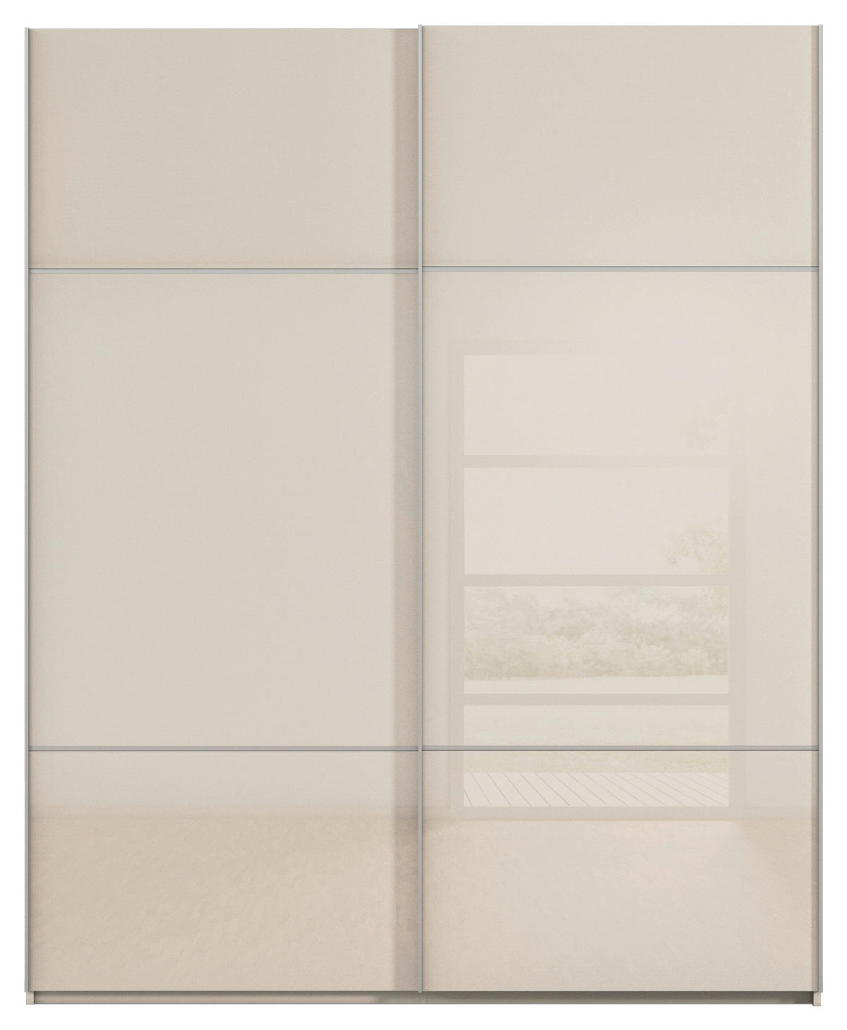 SCHWEBETÜRENSCHRANK  in Champagner  - Champagner/Alufarben, KONVENTIONELL, Glas/Holzwerkstoff (201/223/67cm) - Novel