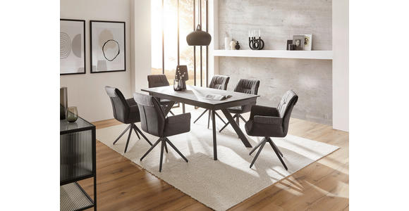 ESSTISCH in Metall, Glas, Keramik 180-260/95/76 cm - Schwarz/Grau, Design, Glas/Keramik (180-260/95/76cm) - Novel