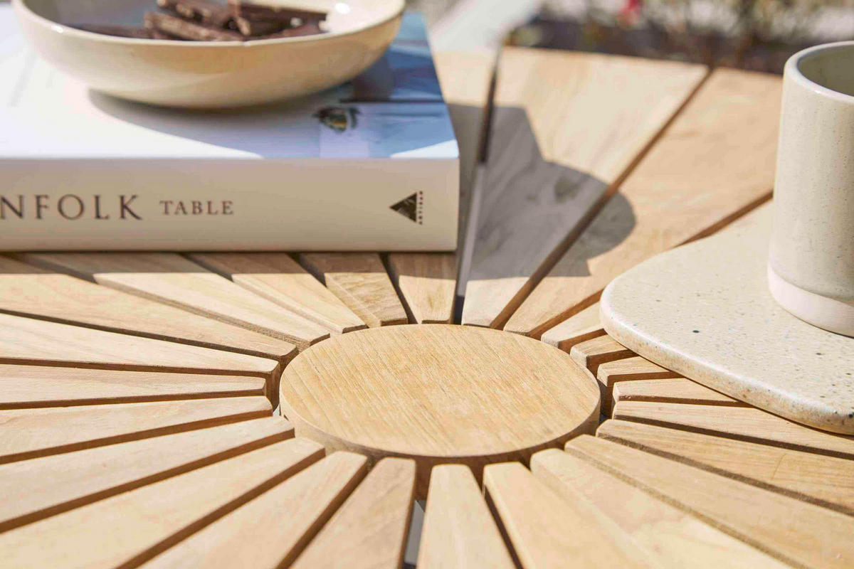 GARTENTISCH 80/80/74 cm Holz Anthrazit, Teakfarben rund  - Anthrazit/Teakfarben, Konventionell, Holz/Metall (80/80/74cm) - Gardenson