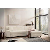 ECKSOFA 241/146 cm CAPRI 2 in Mikrofaser Beige Zierkissen, Rücken echt  241/146 cm  - Beige/Schwarz, Basics, Kunststoff/Textil (241/146cm) - MID.YOU