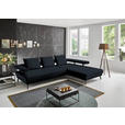 ECKSOFA in Echtleder Dunkelblau  - Schwarz/Dunkelblau, Design, Leder/Metall (305/224cm) - Dieter Knoll