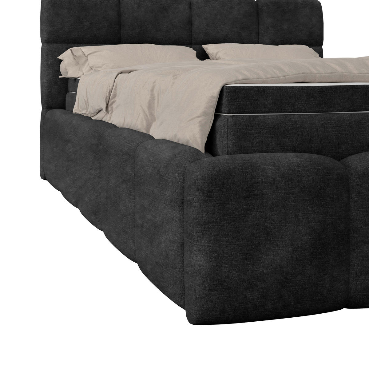 POLSTERBETT  in Schwarz, Matratze, Bettkasten, H3 = fest  - Schwarz, Trend, Kunststoff/Textil (140/200cm)