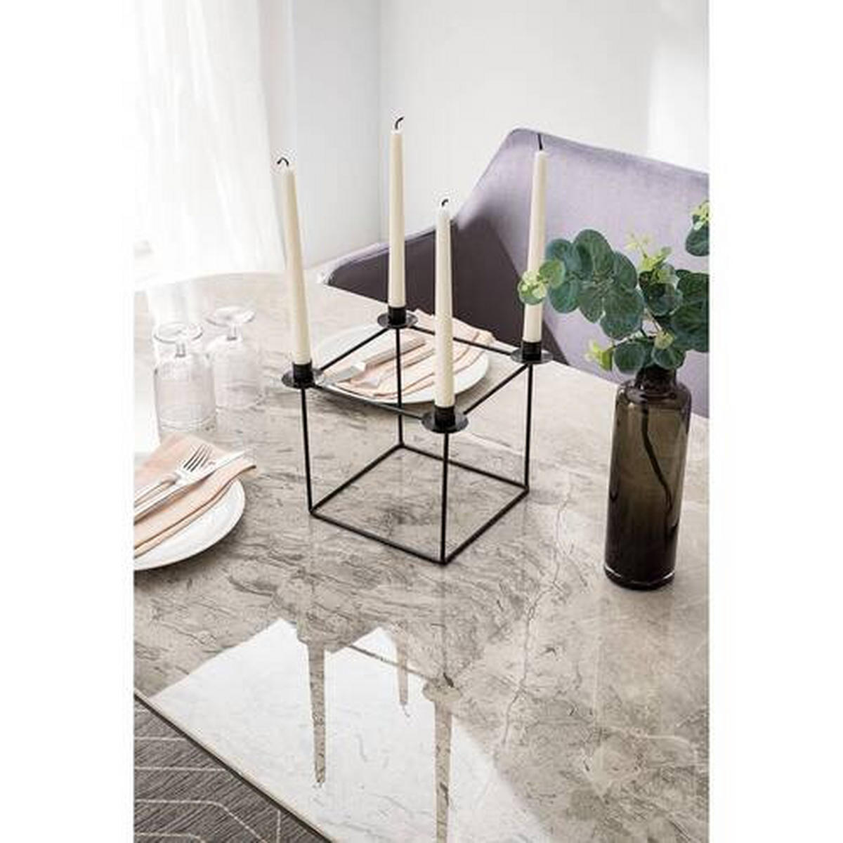 MATBORD i metall, glas, keramik 175/85/75 cm   - svart/grå, Modern, metall/glas (175/85/75cm) - Novel