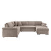 Wohnlandschaft Beige Mikrofaser  - Chromfarben/Beige, KONVENTIONELL, Textil (219/305/157cm) - Livetastic