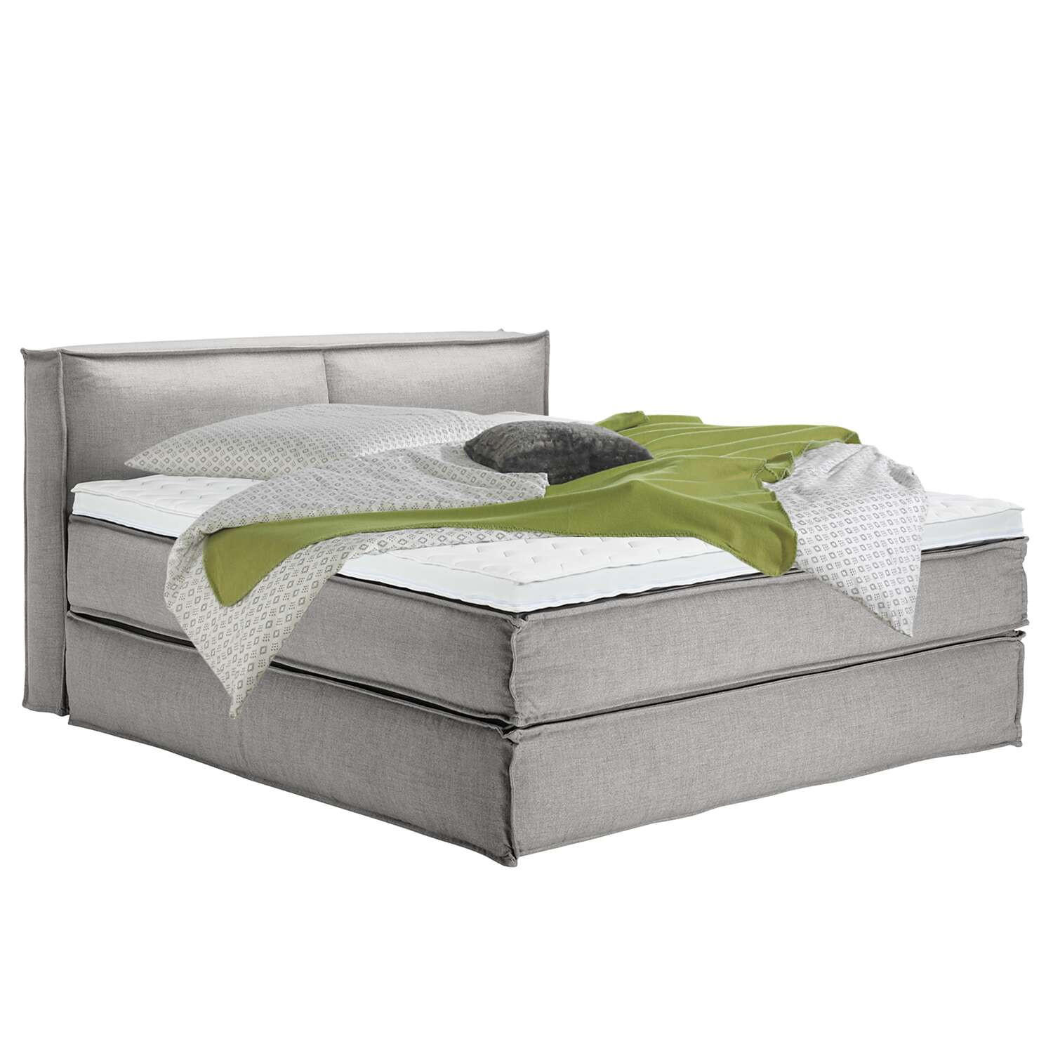 BOXSPRINGBETT 180/200 cm  in Hellgrau  - Hellgrau/Schwarz, Design, Textil (180/200cm) - home24